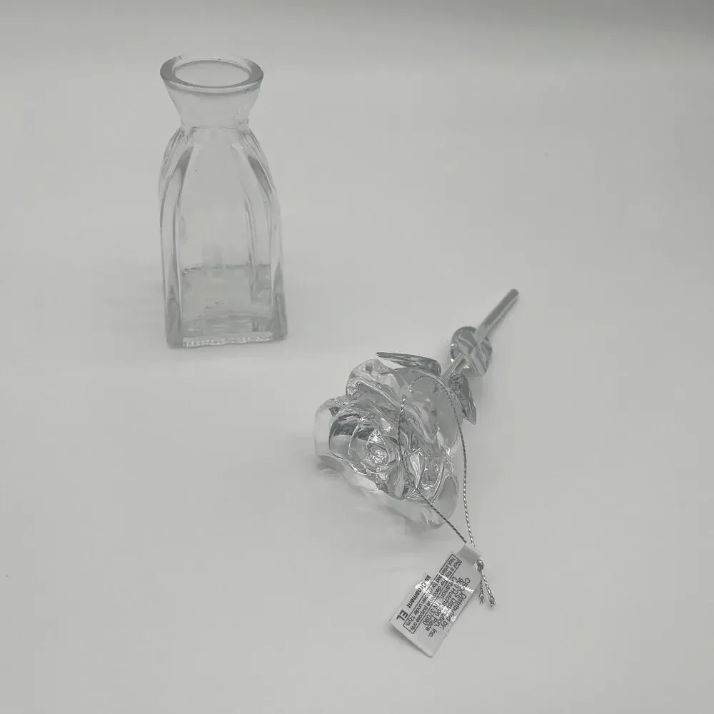 Clear Acrylic Rose NWT and Vase, Flower Decoration Ornament